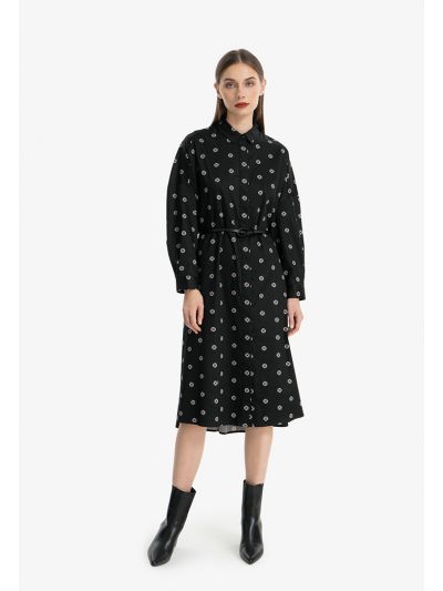 Diamond Incased Printed Shirt Dress