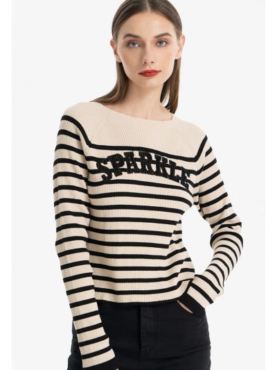 Sparkle Knitted Striped Pullover Blouse