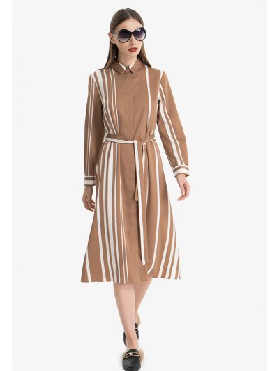 Chalk Stripe Two Toned Dress