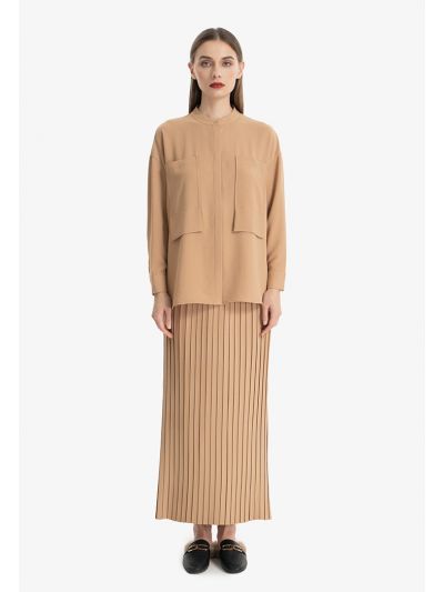 Accordian Pleated Solid Maxi Skirt -Sale