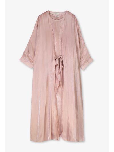Lurex Tie Front Dress and Abaya Set