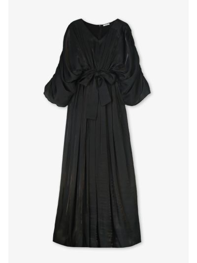 Lurex Batwing Sleeve Elastic Waist Dress