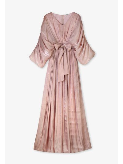 Lurex Batwing Sleeve Elastic Waist Dress