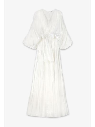 Lurex Batwing Sleeve Elastic Waist Dress