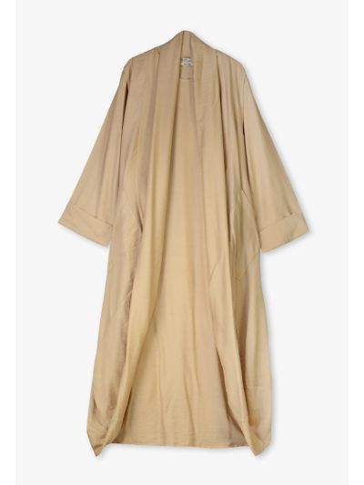 Solid Crinkled Dress and Abaya Set