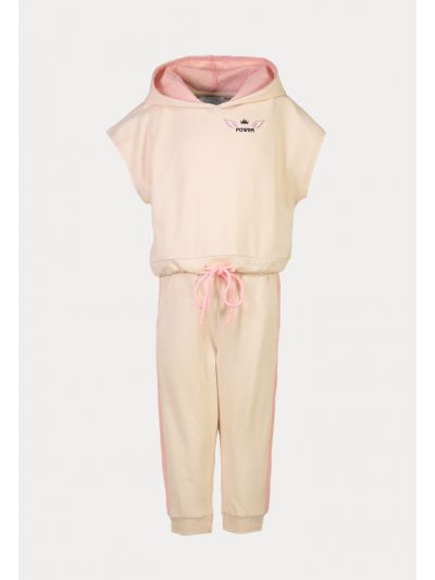 Hoodie Mesh Trim Drawstring Blouse And Pants Set -Sale