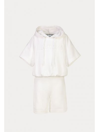 Embossed Text Print Hoodie Shirt And Short Sets -Sale