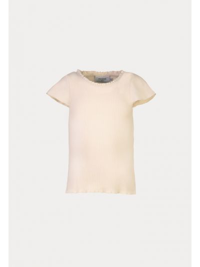 Solid Lace Trim Cap Rib Blouse -Sale