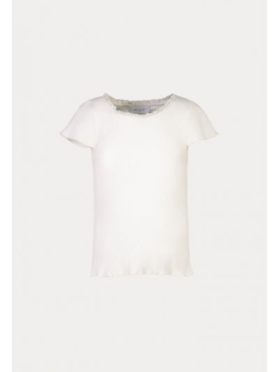 Lettuce Trim Ribbed Short Sleeves Basic T-Shirt -Sale