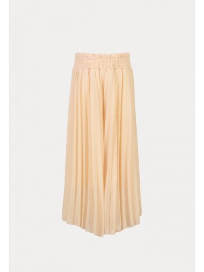 Solid Elasticated Chiffon Pleated Loose Culottes -Sale