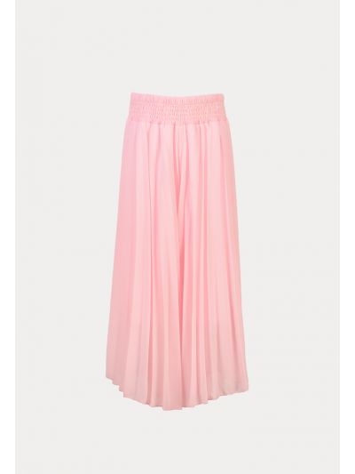 Solid Elasticated Chiffon Pleated Loose Culottes -Sale