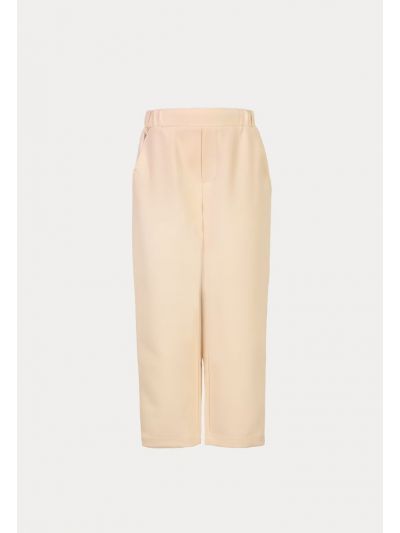 Straight Cut Side Pockets Elasticated Waist Formal Trousers -Sale