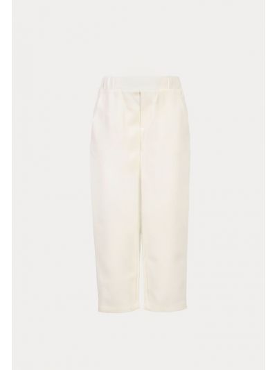 Straight Cut Side Pockets Elasticated Waist Formal Trousers -Sale