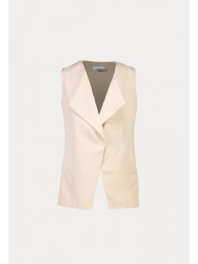 Side Pockets Layered Collar Sleeveless Open Blazer