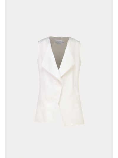 Side Pockets Layered Collar Sleeveless Open Blazer