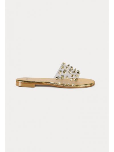 Clear Jelly Metallic Stud Slip On Sandals -Sale