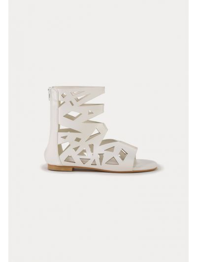 Geometric Cut Out Gladiator  Zip Up Sandals -Sale