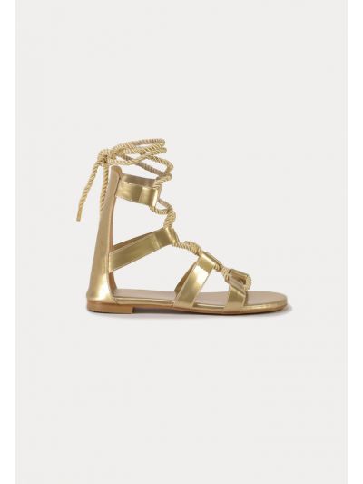 Rope Lace Up Gladiator Flat Sandals -Sale