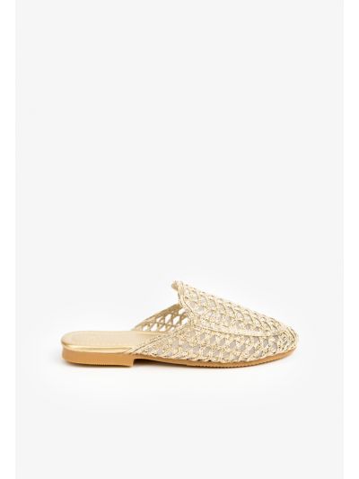 Sparkling Woven Flat Mules