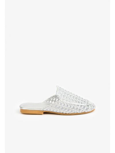 Sparkling Woven Flat Mules