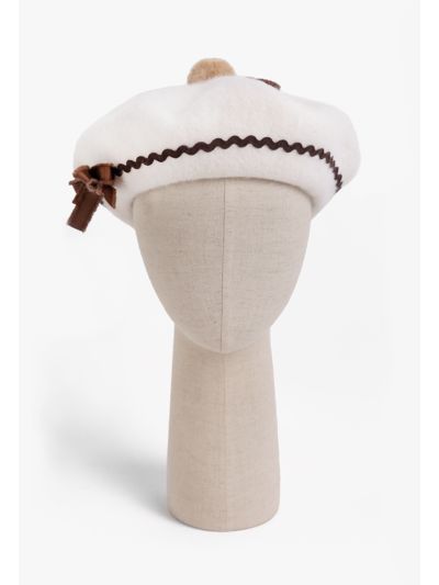 Bow Embellished Beret Hat