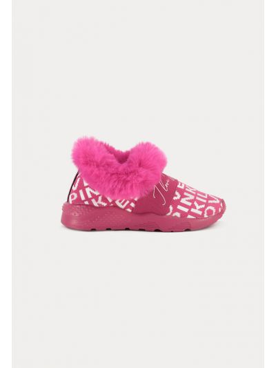 Furry Printed Vamp Winter Rubber Shoes