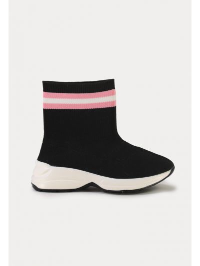 Fly Knit Contrast Details Sock Fit Ankle Boots -Sale