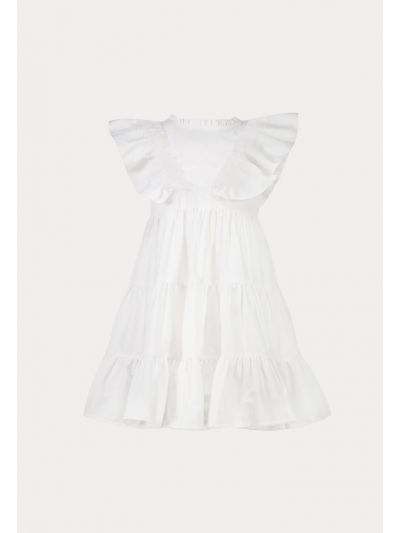 Frilled Feather Embellished Tiered Casual Dress -Sale