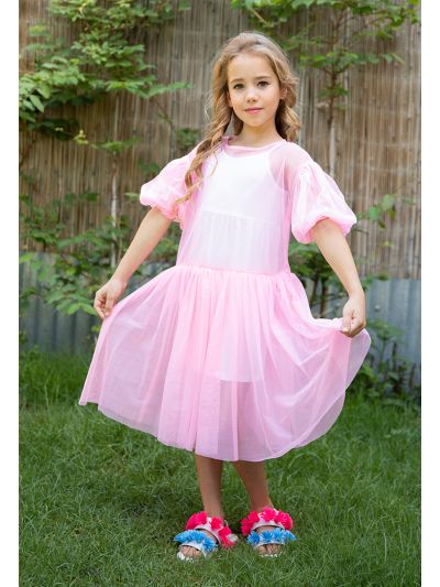 A-Line Puff Sleeve Tulle Dress Combo