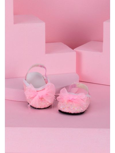 Sequin Bow Accent Doll Shoes
