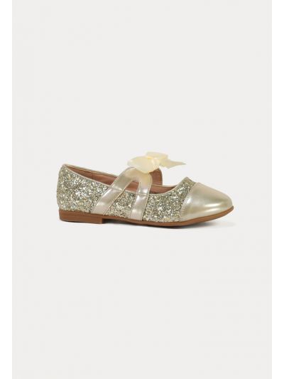 Glittery Embellished With Satin Ribbon Shoes -Sale