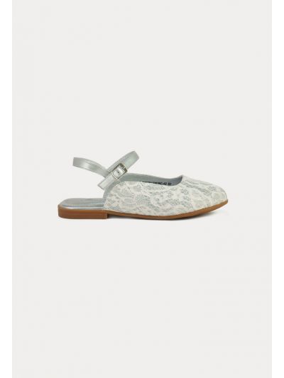 Shiny Textured Open Back Flat Shoes -Sale