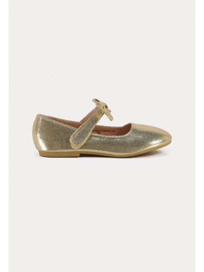 Glittery Ribbon Details Flat Shoes -Sale