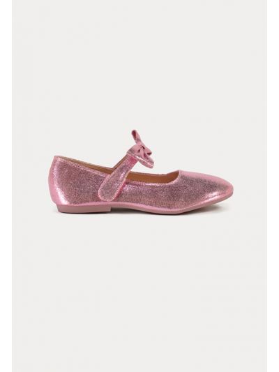 Glittery Ribbon Details Flat Shoes -Sale