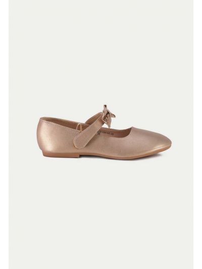 Shiny Ribbon Details Flat Shoes -Sale