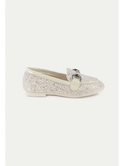 Glittery Chain Vamp Loafer Shoes