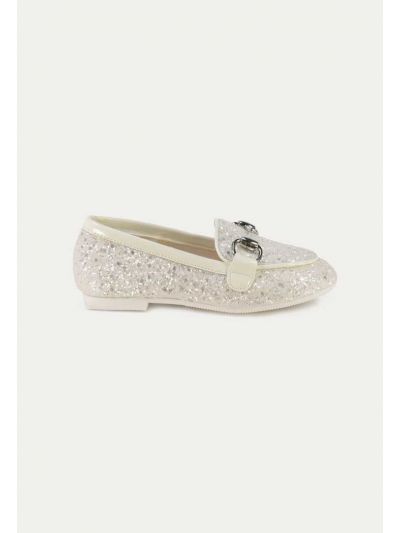 Glittery Chain Vamp Loafer Shoes -Sale