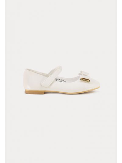 PU Leather Double Ribbon Flat Shoes -Sale