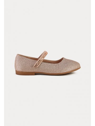 Glittery Flat Shoes With Strass Strap -Sale