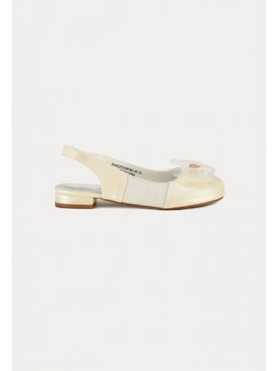 PU Leather Shiny Tulle Ribbon Open Back Shoes -Sale