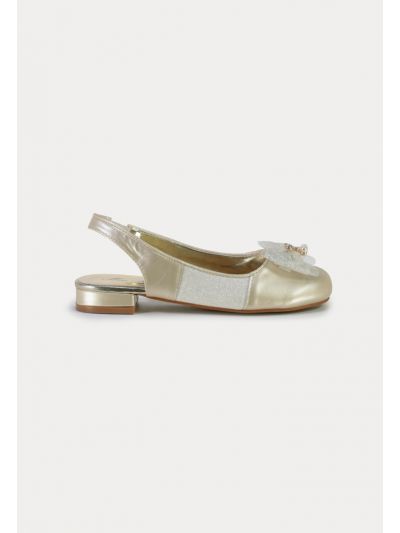 PU Leather Shiny Tulle Ribbon Open Back Shoes -Sale