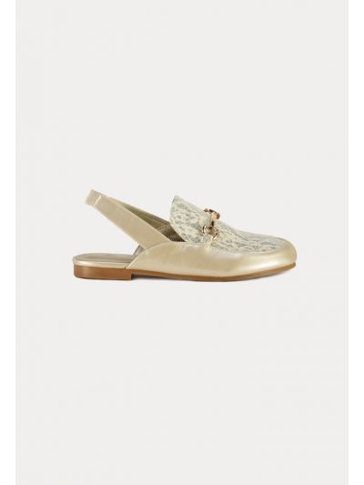 Sling Back Shiny Textured Vamp Shoes -Sale
