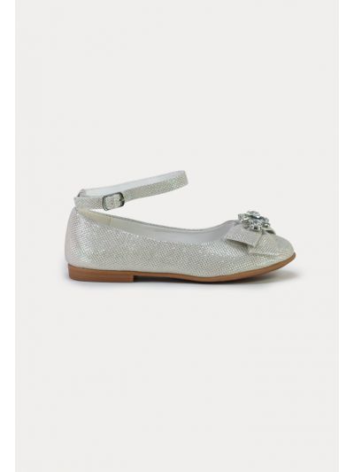 Shiny Textured Ribbon With Crystals Shoes -Sale