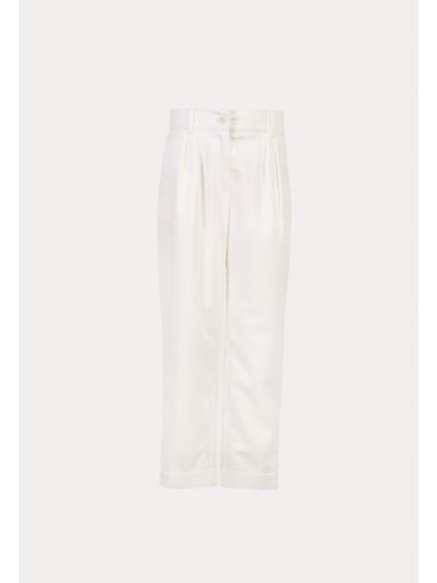 Solid Straight Cut Folded Hem Trousers -Sale