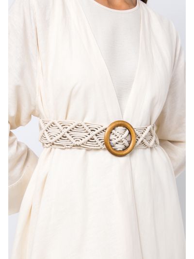 Solid Woven Wooden Buckle Belt