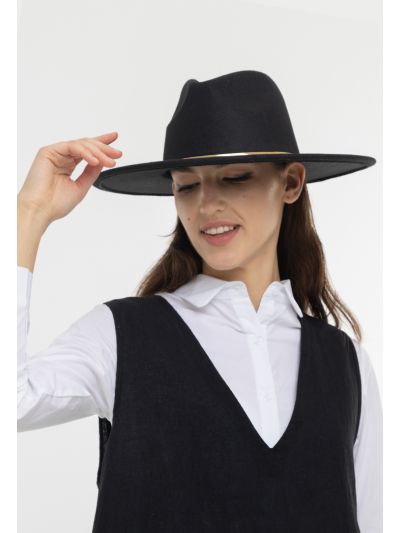 Flat Brim Gold Toned Detail Hat -Sale