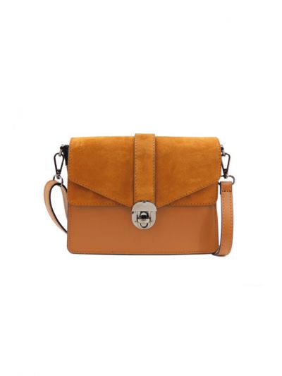 Suede PU Leather Flapped Satchel Bag -Sale