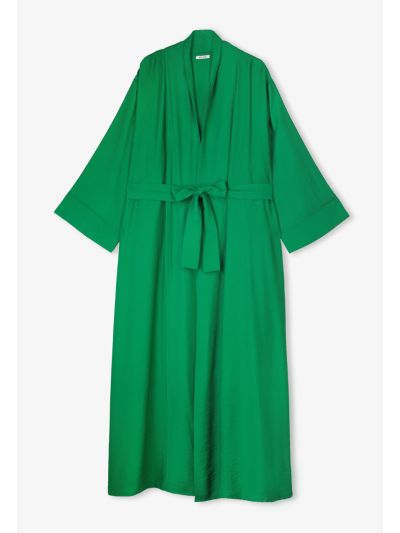 Solid Crinkled Belted Abaya