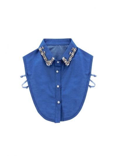 Embellished Denim Detachable Chemise Collar -Sale