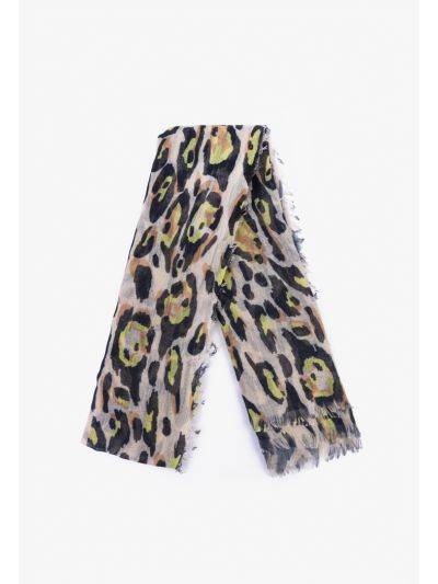Printed Leopard Square Fringe Scarf